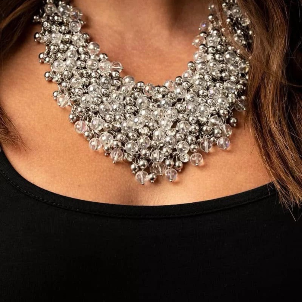 Elegant Silver Beaded Necklace